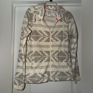 Billabong Women's Patterned Cream and Gray Zip Up Hoodie